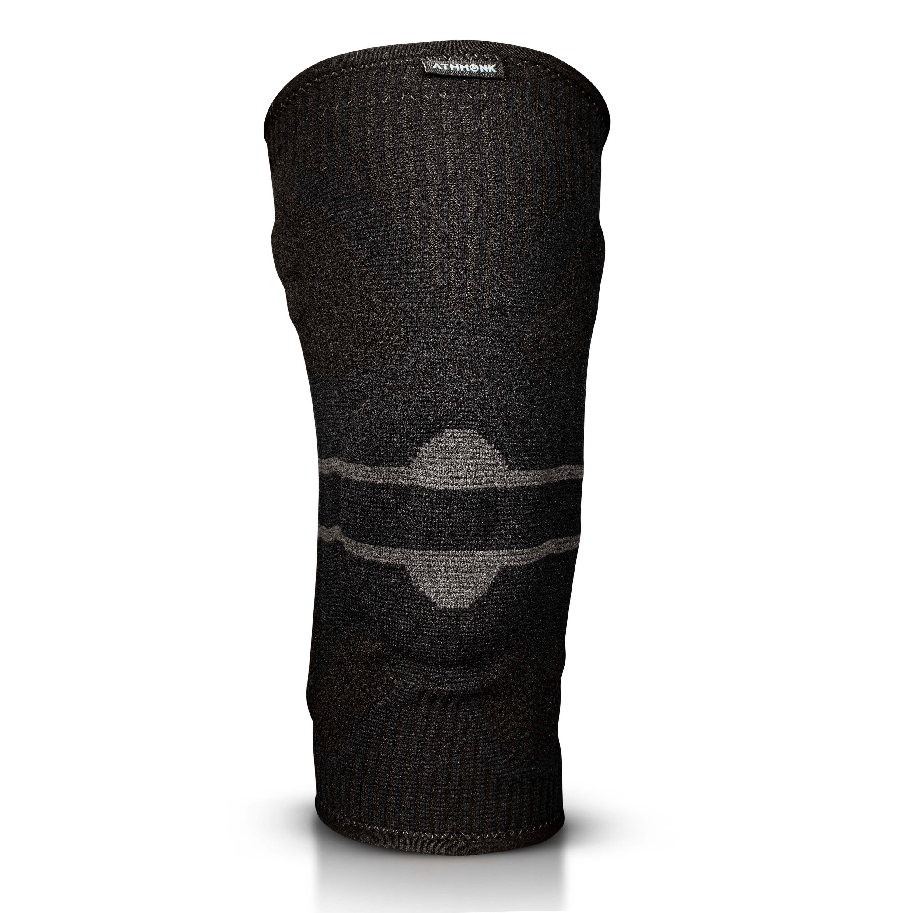 Athmonk 3D Patella Silicone Gel Pad Compression Knee Caps Supporter For Women & Men Charcoal Black